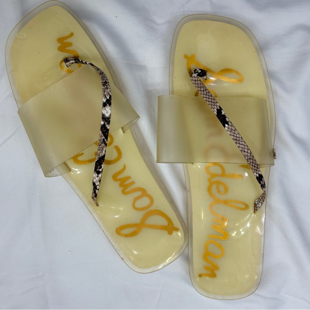Sam Edelman Yellow and Cream Slide Sandals